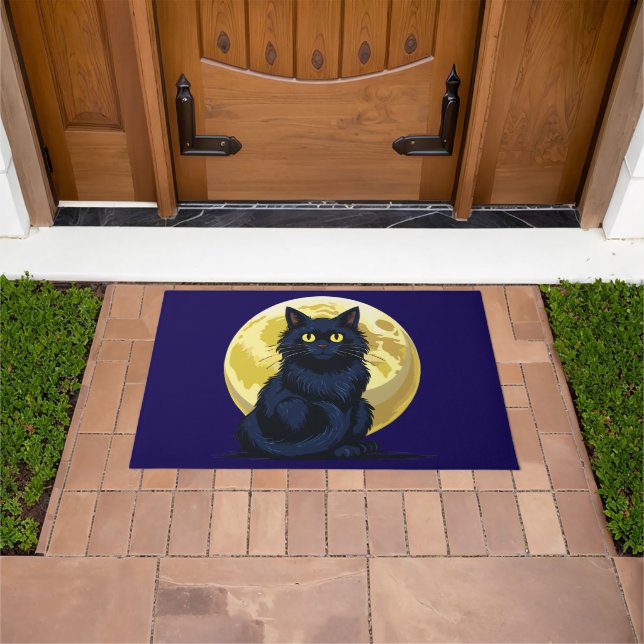 Angry black cat doormat (Outdoor)
