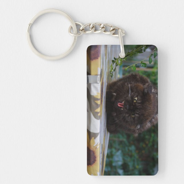 Angry Black Cat Key Ring (Front)