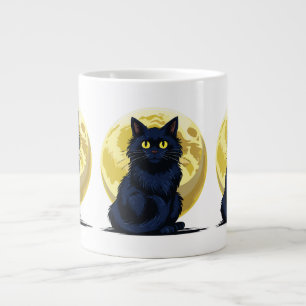 Angry black cat large coffee mug
