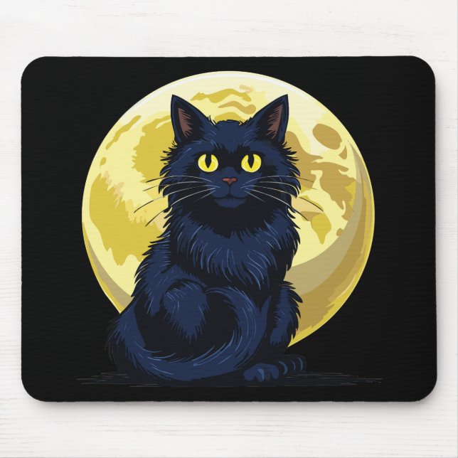 Angry black cat mouse mat (Front)