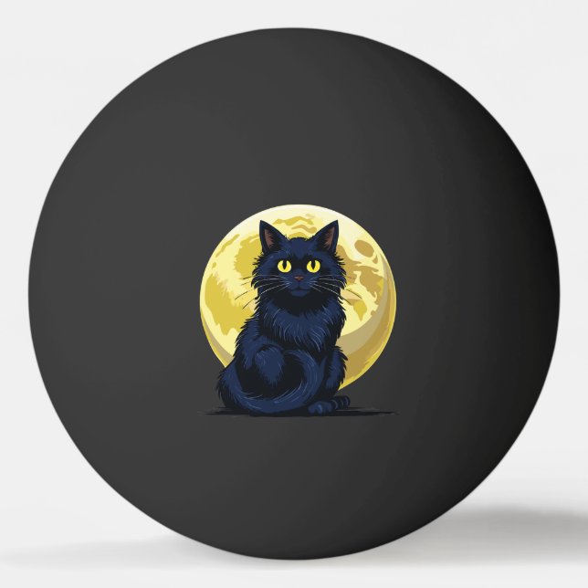 Angry black cat ping pong ball (Front)