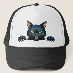 Angry black cat trucker hat