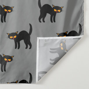 Angry Black Cat Yellow Eyes Grey Halloween Tapestry