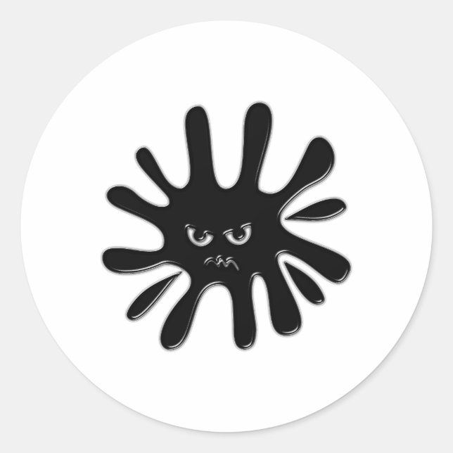 Angry Black Paint Splatter Classic Round Sticker (Front)