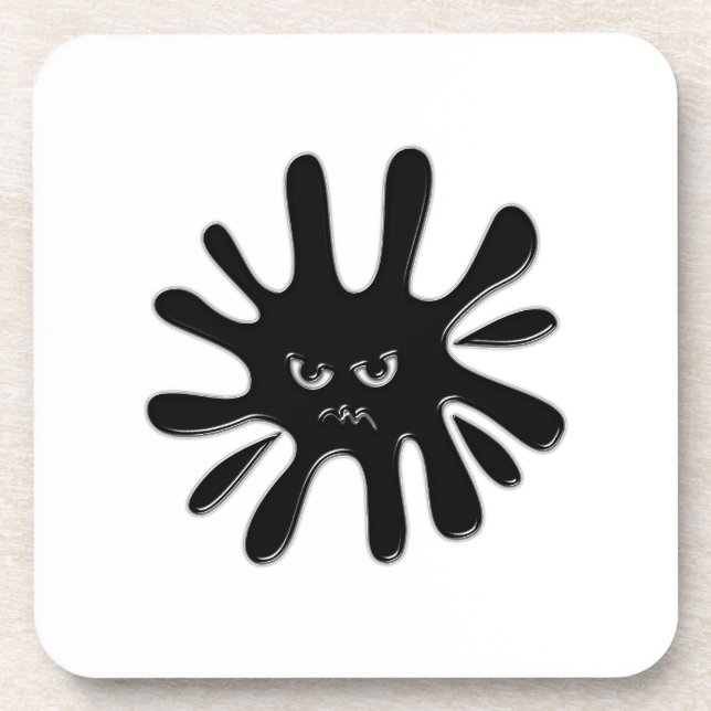 Angry Black Paint Splatter Coaster (Front)