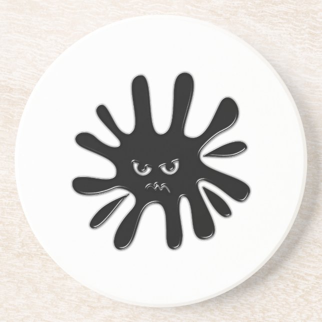 Angry Black Paint Splatter Coaster (Front)