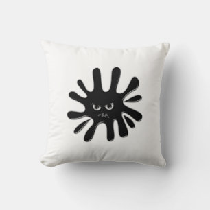Angry Black Paint Splatter Cushion