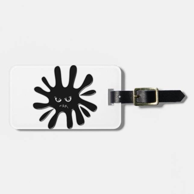 Angry Black Paint Splatter Luggage Tag (Front Horizontal)