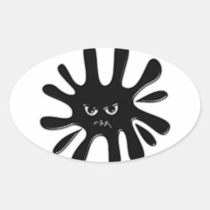Angry Black Paint Splatter Oval Sticker