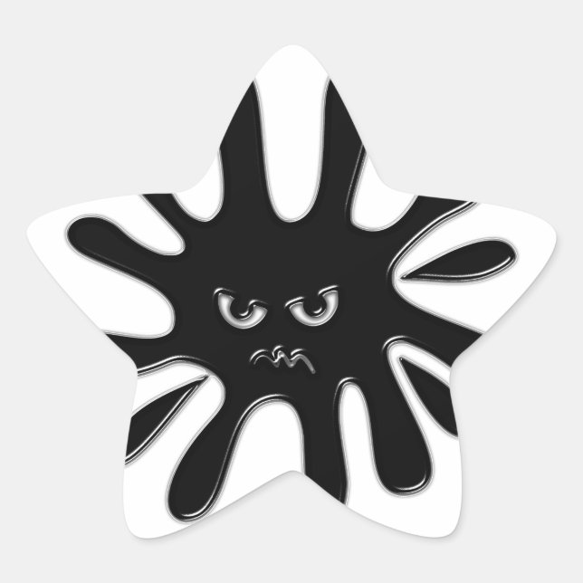 Angry Black Paint Splatter Star Sticker (Front)