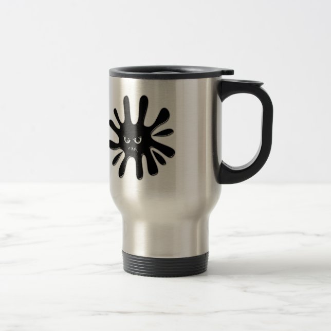 Angry Black Paint Splatter Travel Mug (Right)