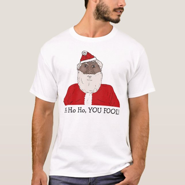 Angry Black Santa Claus, Wishing You an Angry Xmas T-Shirt (Front)