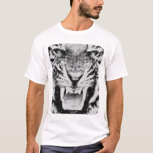 Angry Black Tiger Horizontal Lines T-Shirt