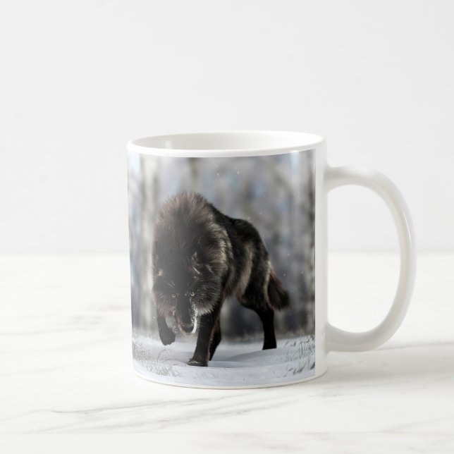 Angry black wolf coffee mug (Right)
