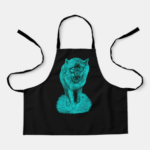 Angry Black Wolf in the Night Apron