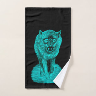 Angry Black Wolf in the Night Bath Towel Set