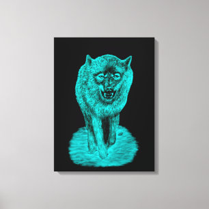 Angry Black Wolf in the Night Canvas Print