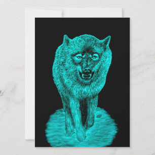 Angry Black Wolf in the Night Card