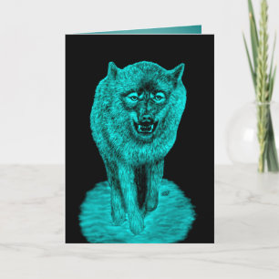 Angry Black Wolf in the Night Card