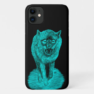 Angry Black Wolf in the Night iPhone 11 Case