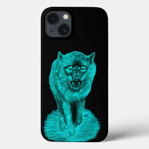 Angry Black Wolf in the Night iPhone 13 Case