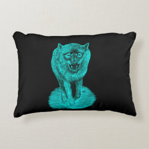 Angry Black Wolf in the Night Decorative Cushion