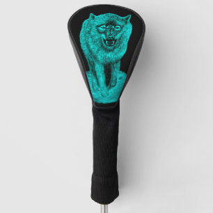 Angry Black Wolf in the Night Golf Head Cover