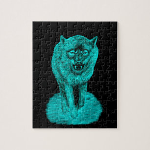 Angry Black Wolf in the Night Jigsaw Puzzle