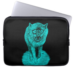 Angry Black Wolf in the Night Laptop Sleeve