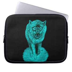 Angry Black Wolf in the Night Laptop Sleeve