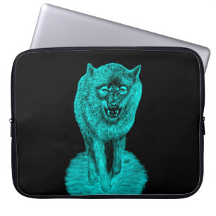Angry Black Wolf in the Night Laptop Sleeve