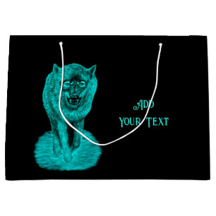 Angry Black Wolf in the Night Large Gift Bag