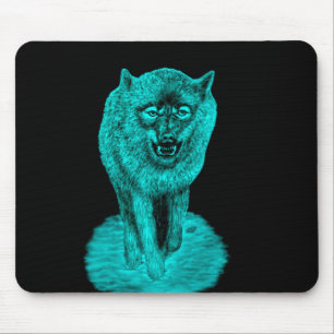 Angry Black Wolf in the Night Mouse Mat