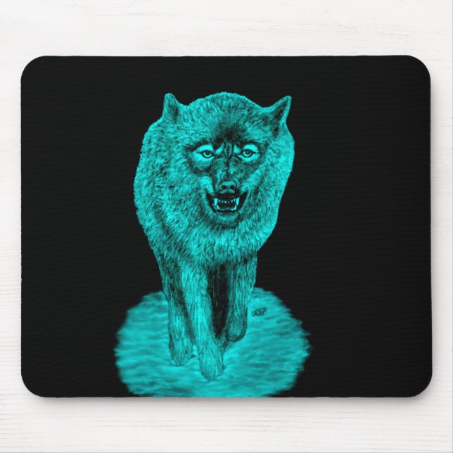 Angry Black Wolf in the Night Mouse Mat (Front)