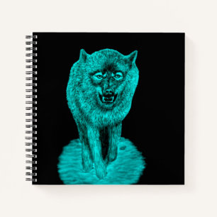 Angry Black Wolf in the Night Notebook