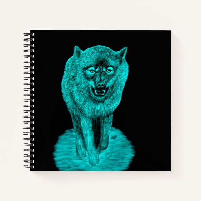 Angry Black Wolf in the Night Notebook (Front)