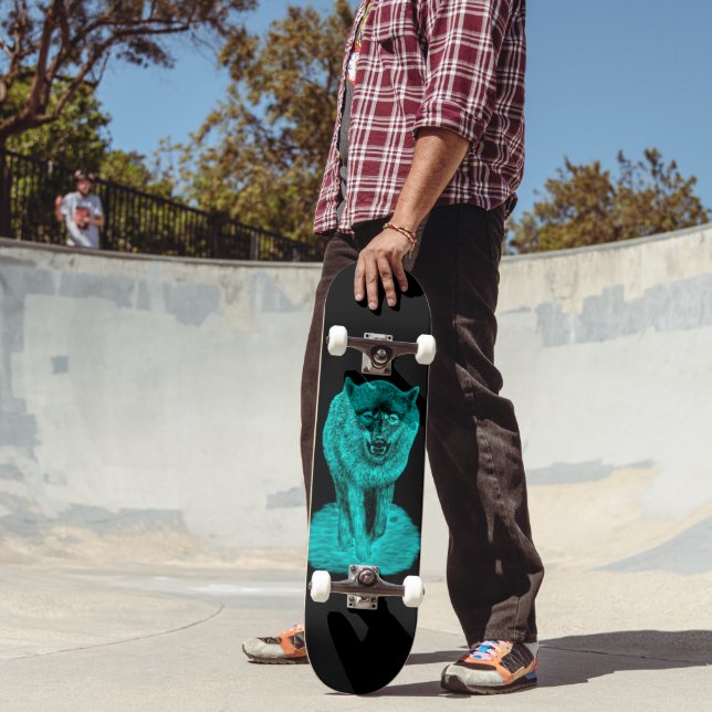 Angry Black Wolf in the Night Skateboard (Outdoor 2)