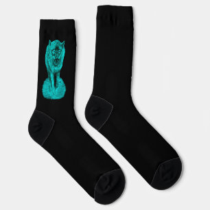 Angry Black Wolf in the Night Socks