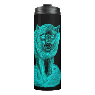 Angry Black Wolf in the Night Thermal Tumbler