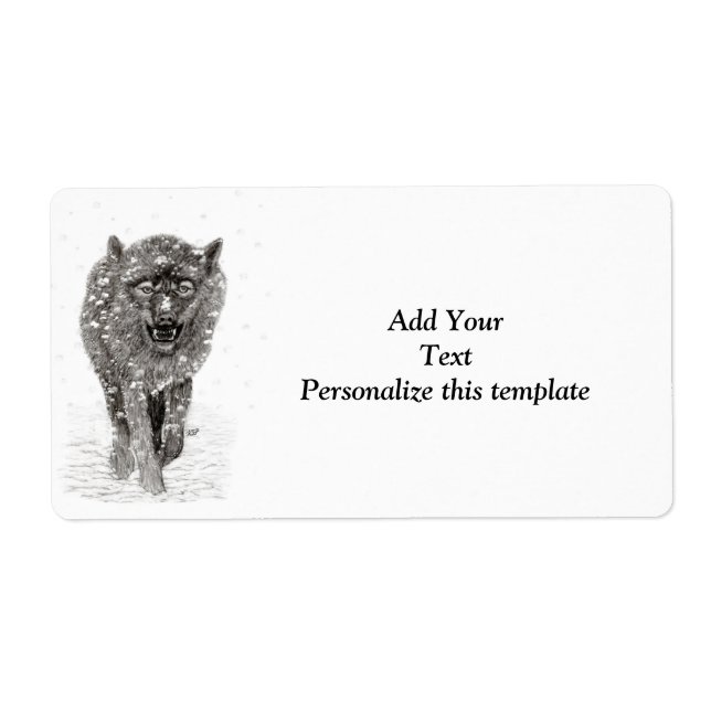 Angry Black Wolf in the Snow , wild Winter (Front)