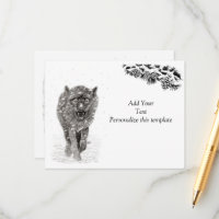 Angry Black Wolf in the Snow , wild Winter