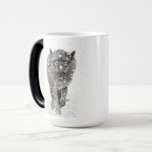 Angry Black Wolf in the Snow , wild Winter Magic Mug