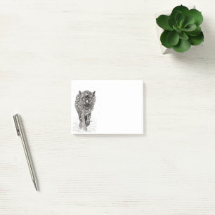 Angry Black Wolf in the Snow , wild Winter Post-it Notes