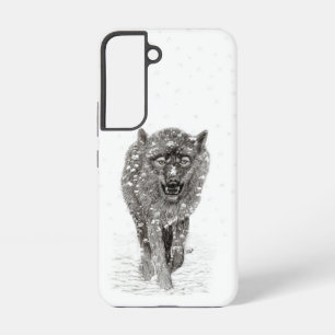 Angry Black Wolf in the Snow , wild Winter Samsung Galaxy Case