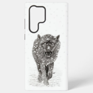 Angry Black Wolf in the Snow , wild Winter Samsung Galaxy Case