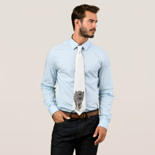 Angry Black Wolf in the Snow , wild Winter Tie
