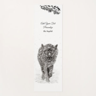 Angry Black Wolf in the Snow , wild Winter Yoga Mat