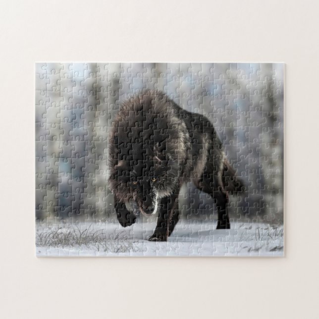Angry black wolf jigsaw puzzle (Horizontal)
