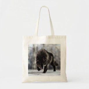 Angry black wolf tote bag