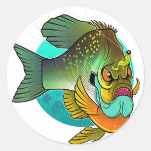 Angry Bluegill Fishing  Classic Round Sticker